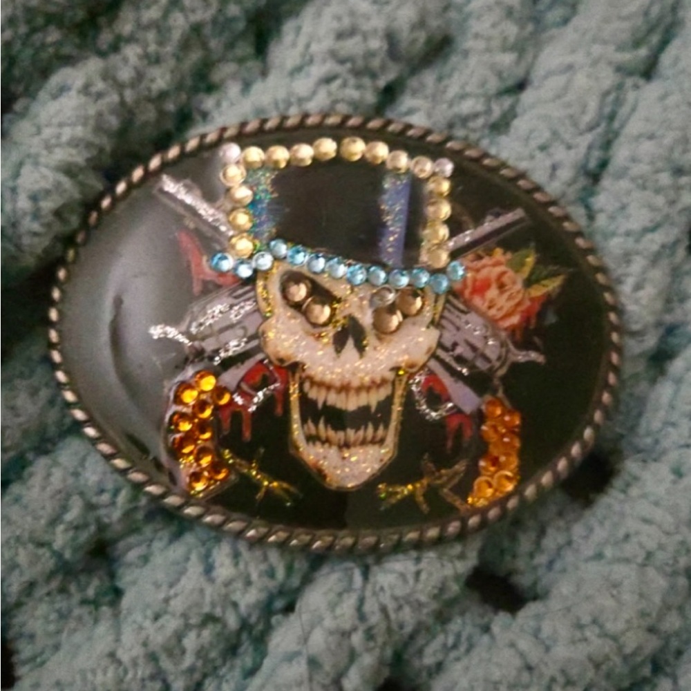 Skull Design Belt Buckle - Multicolor for Guns n Roses Concert - custom made